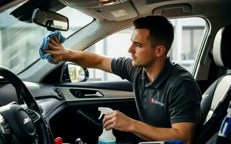 Cómo limpiar los cristales del coche por dentro: limpieza de la luna delantera con microfibra desde el asiento