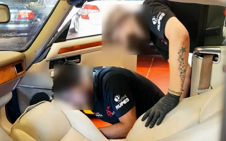 Restaurar un coche clásico: nuestro equipo revisando el interior de un Jaguar XJ de 1986